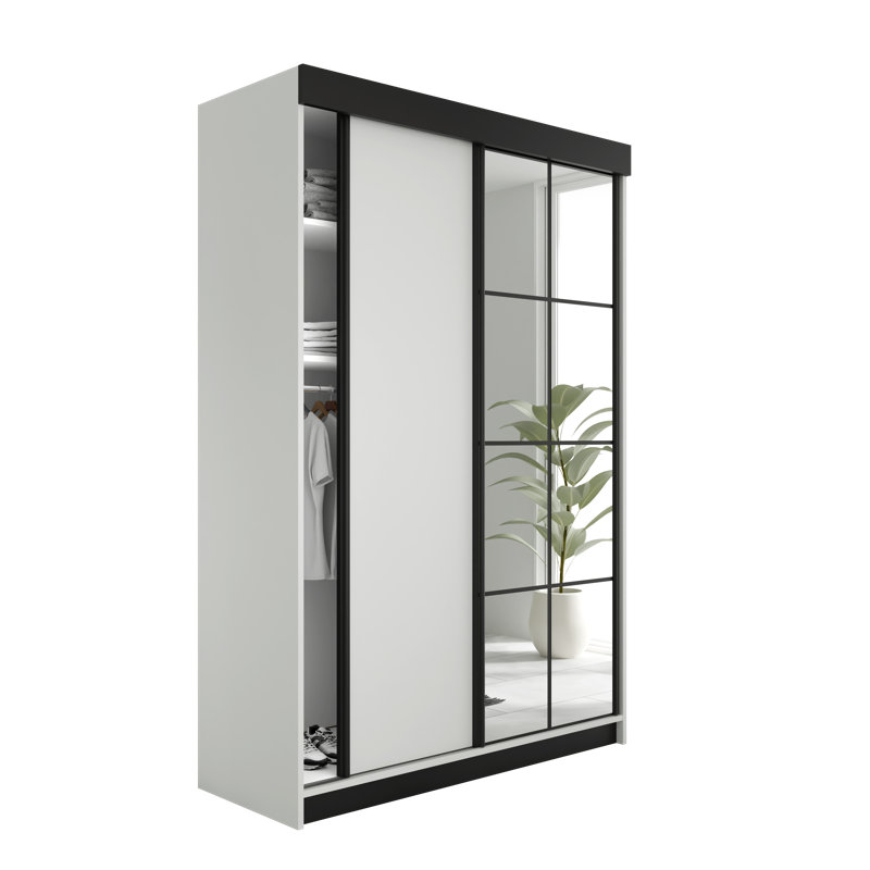 Almita Manufactured Wood Wardrobe, White, 80" H x 65" W x 23" D