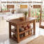 Îlot de cuisine en bois massif 55 po avec 2 tiroirs et tablettes de rangement