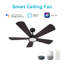 Ventilateur de plafond intelligent Winston avec télécommande, ensemble d'éclairage inclus, fonctionne avec l'assistant Google, Amazon Alexa et les raccourcis Siri.-253267812-253267832-253267834