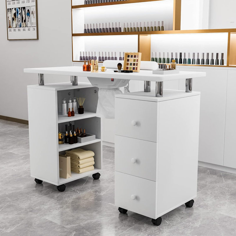 Organisateur de maquillage en bois Kylan, Blanc