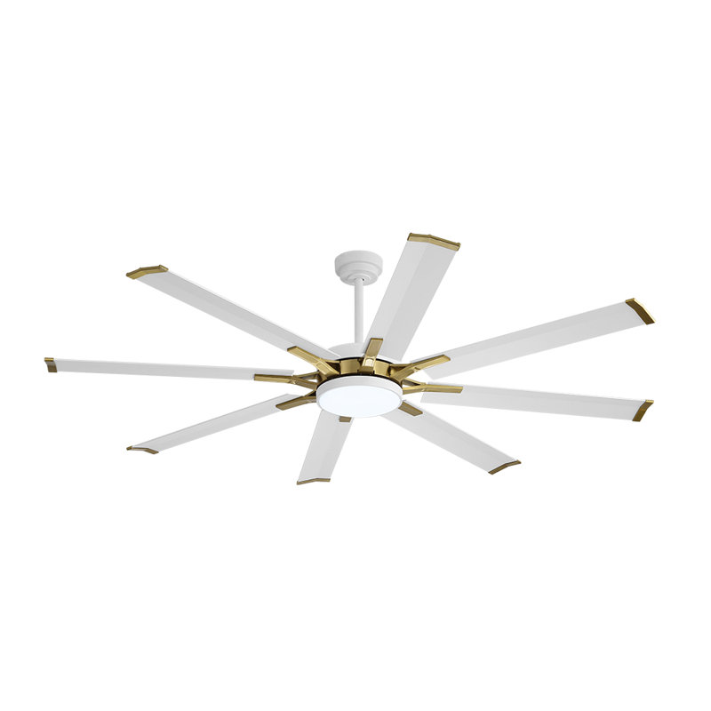 Ventilateur de plafond intérieur avec ensemble d'éclairage et télécommande, moteur réversible, Blanc / Doré, 72", Blanc