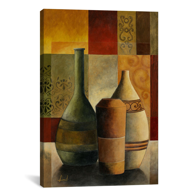 "Renegar Decorative Three Vases" par Pablo Esteban, reproduction d'art sur toile, H 60 po x l 40po x P 1,5 po