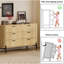 Commode à 6 tiroirs cannelés pour chambre à coucher, commode Mid-Century moderne de 47 po avec profil incurvé
