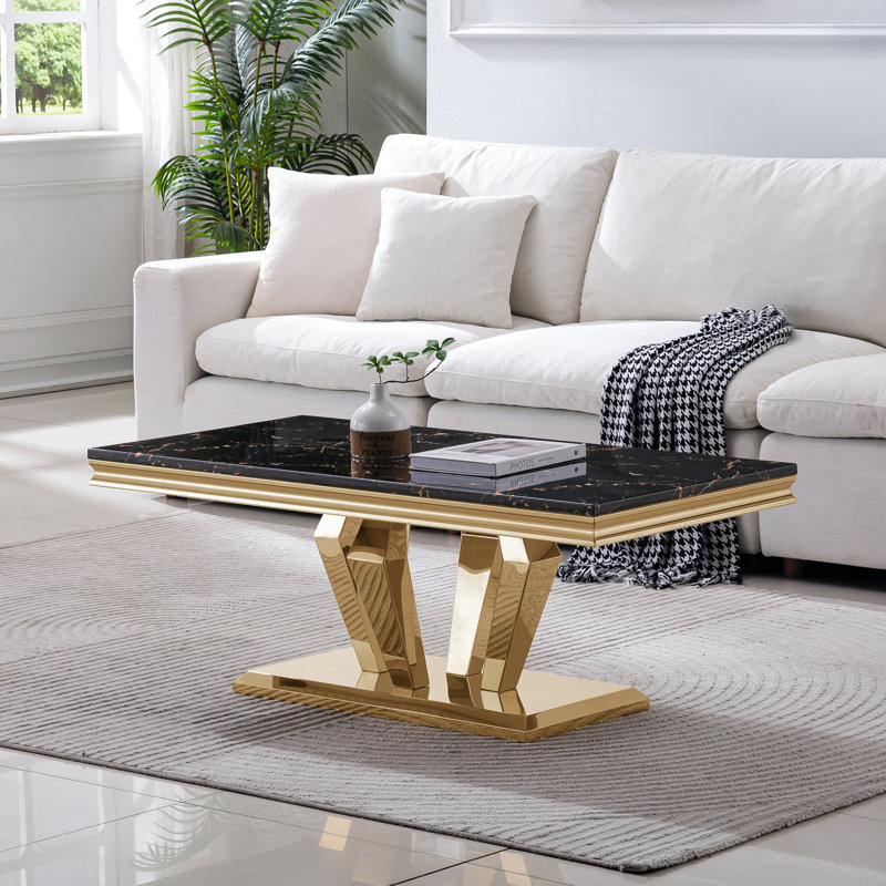 Lewton Single Coffee Table, Gold, Black