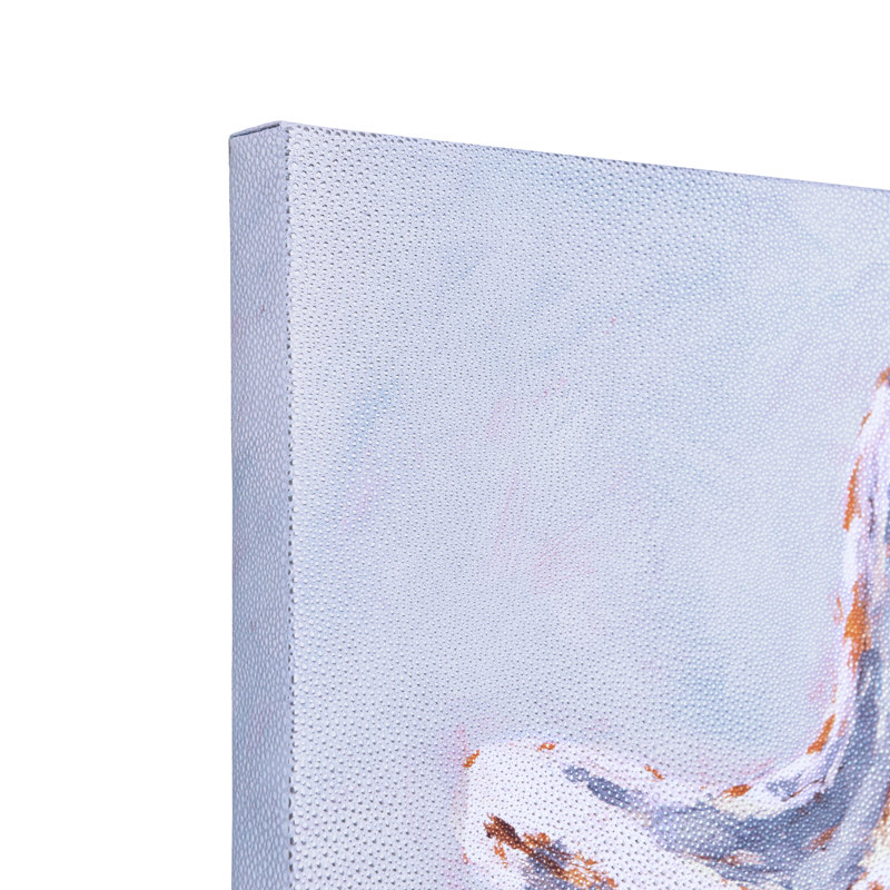 Coastal Serenity Starfish on Silver Shagreen Canvas Wall Art