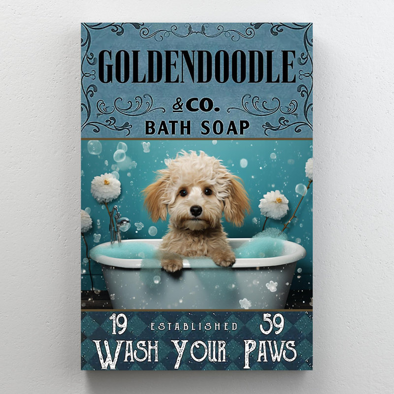 " Goldendoodle Bath Soap ", 36" H x 24" W x 1.25" D