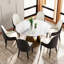 Table de salle à manger ronde en pierre frittée de 53 po, couleur blanche, base en fer, pouvant accueillir 6 personnes, bureau moderne, sièges en bronze