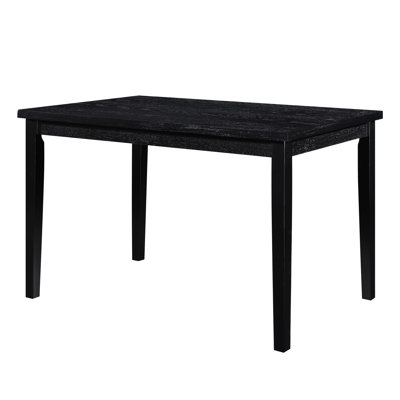 Table de salle à manger moderne en bois avec finition noire, convenant à une pièce décontractée