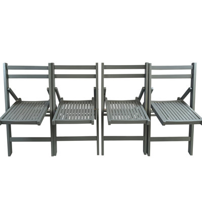 Solid Wood Folding Chairs - Gray, Space Saving Feature, Of 4 In Gray , Versatile For Home And Events, Compact Design, 220 Lbs Weight Restraint
