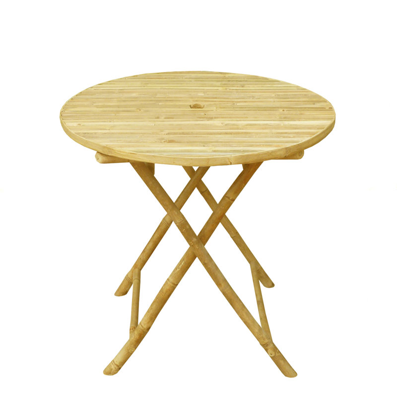 Lefka Round Folding Outdoor Dining Table With Umbrella Hole , 31.5'' in. W 31.5'' in. D