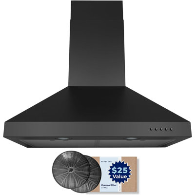 Hauslane Wall Mount Range Hood | Wall Chimney | 6” Duct/Ductless Convertible, Strong Suction, Six-layer Aluminum Filters, Changeable LED Lamps, Stove Kitchen Vent Hood