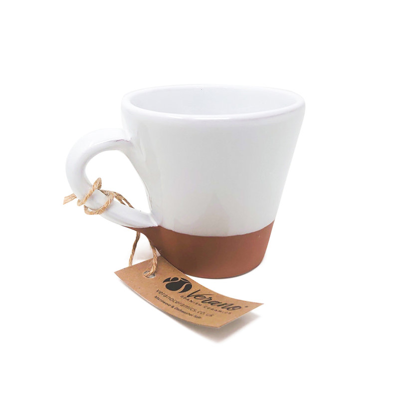 Verano Rustic Pastel Handmade Ceramic Coffee Mug, White