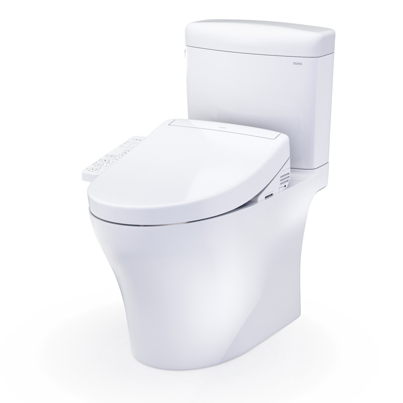 TOTO® WASHLET®+ Aquia IV® Cube Two-Piece Elongated Dual Flush 1.28 and 0.9 GPF Toilet with S2 Bidet Seat, Cotton White - MW4363346CEMFGN#01