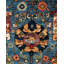 Tapis unique noué à la main Serapi - bleu clair, 8 pi 0 po x 9 pi 8 po Serapi
