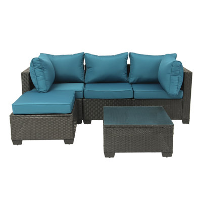 Aceituno 29'' Wide L-Shaped Wicker Patio Sofa with Cushions