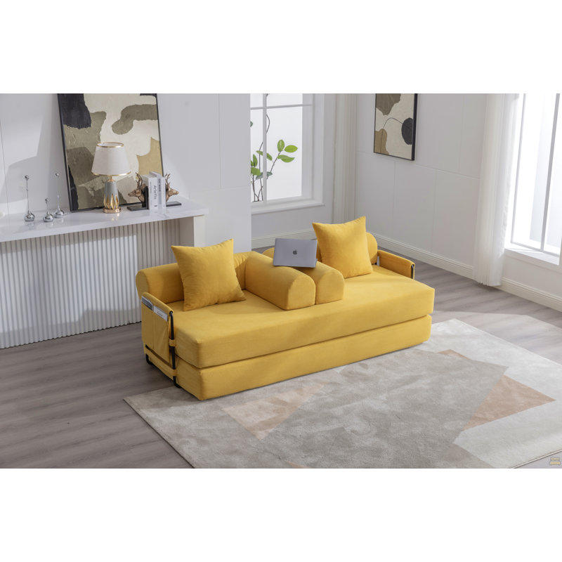 Canapé pliable et compressible, Velours côtelé jaune