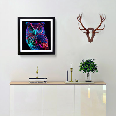 Owl Neon Art - Framed Print