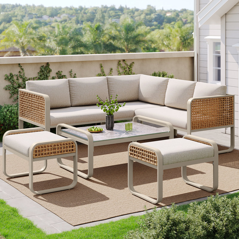 Rattan Corner Sofa Lounge Set for 6-7 People