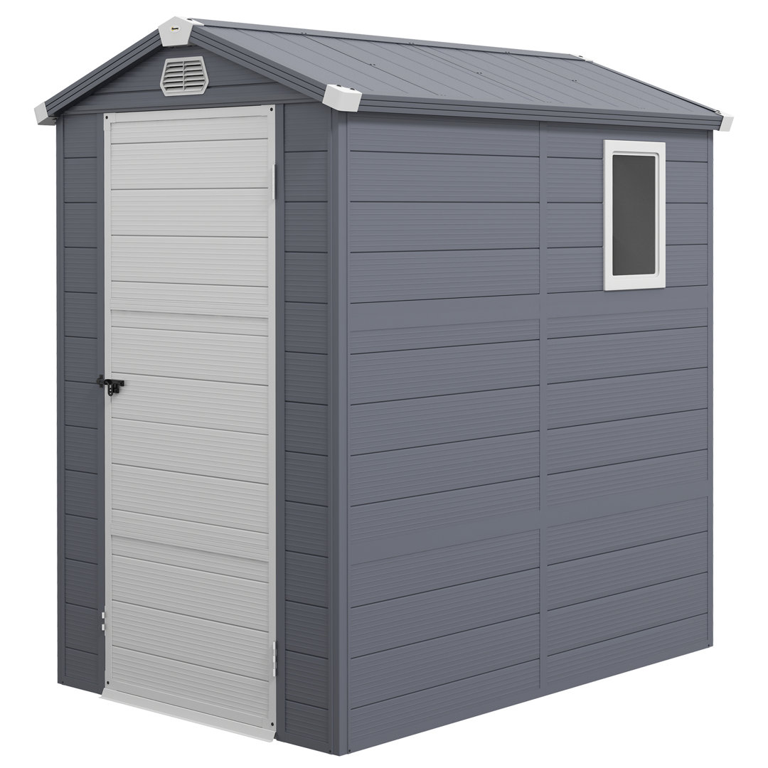 Bruyn 4 ft. W x 6 ft. D Aluminium/Polypropylene Plastic Steep Slope Garden Shed