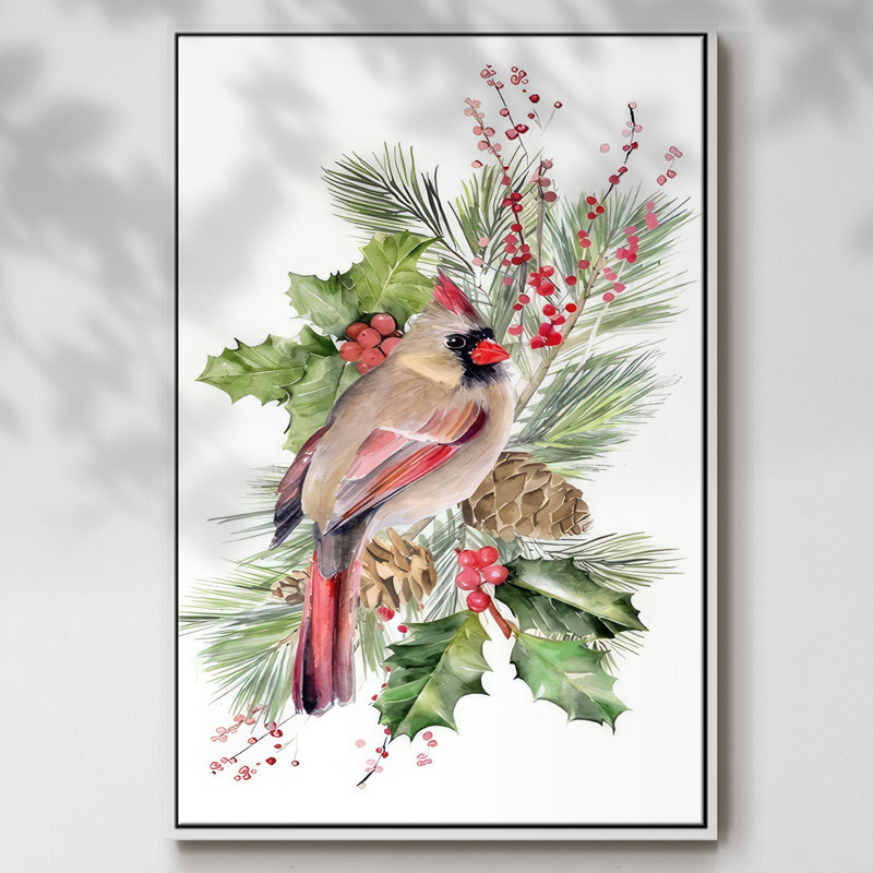 Cardinal Holly Christmas Collection B, H 25 po x l 17 po x P 1,5 po, Blanc
