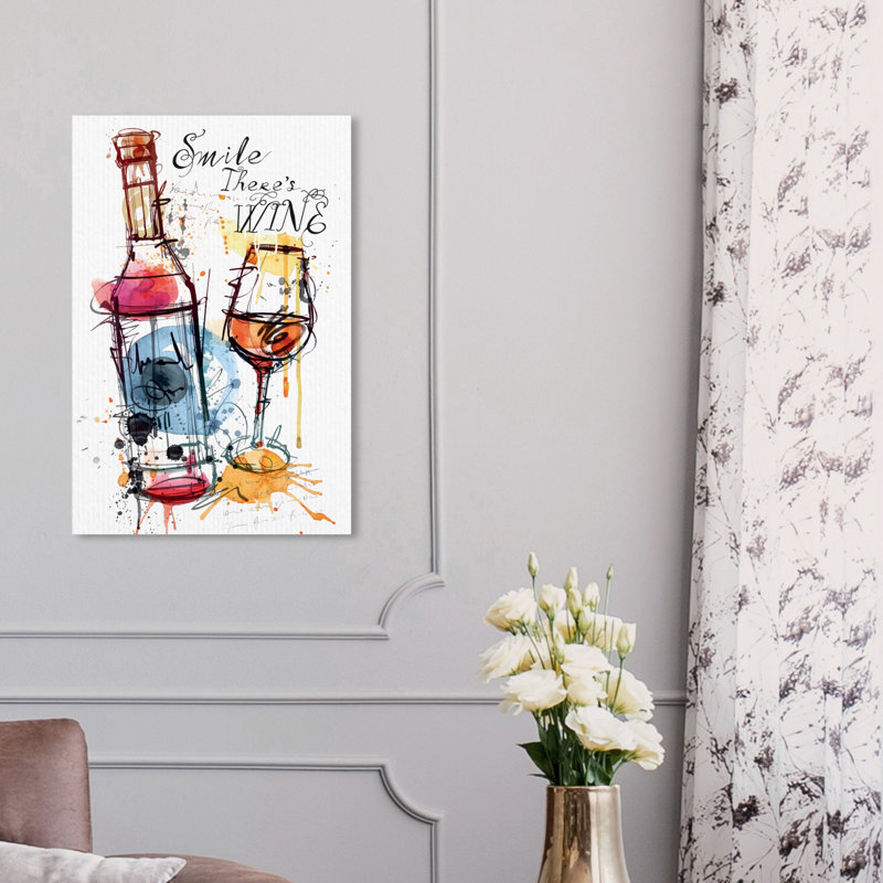 « sourire wine », peinture sur toile, H 15 po x l 10 po x P 1,5 po