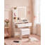 Ensemble de coiffeuse blanche avec miroir à DEL intelligent et station de charge, bureau de maquillage pour le dortoir de la chambre à coucher