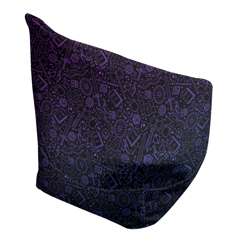 Sac de pois Leffel, H 27 po x L 30 po x P 25 po, Housse de pouf, Mauve / Bleu / Noir
