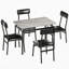 Ensemble table et chaises 5 pièces pour 4 personnes, gain de place - Plateau en bois brun moderne, structure en métal, 4 chaises rembourrées en PU - Montage facile, idéal pour la cuisine et la salle à manger-562867015-562867014