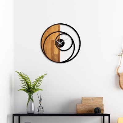 Elegant Wooden Wall Clock, 22.0 x 1.2 x 22.0 inches | 100% Real Walnut & Black Finish, Silent Mechanism | Perfect for Home Décor & Office Spaces, Unique Color Variations for a Distinctive Look
