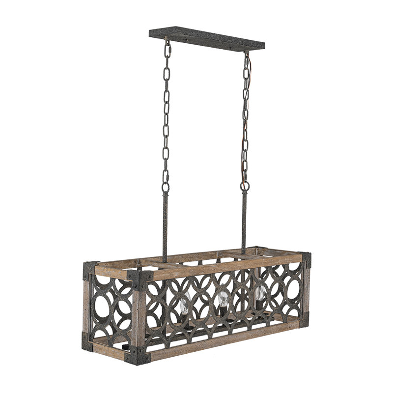 Deneshia 4 - Light Wooden Kitchen Island Square / Rectangle Chandelier