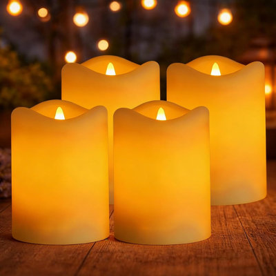 4” Solar Flickering Candle Lights, Outdoor Waterproof LED Candles, Dusk To Dawn Auto On/Off