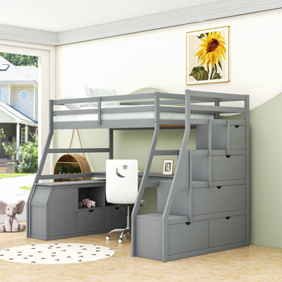Lit mezzanine 7 tiroirs avec bureau Giannis
