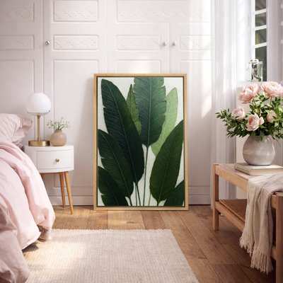 Deep Green Botanical Leaf Artwork, Contemporary Nature Wall Decor Pictures, Framed Canvas Giclee Print Wall Art