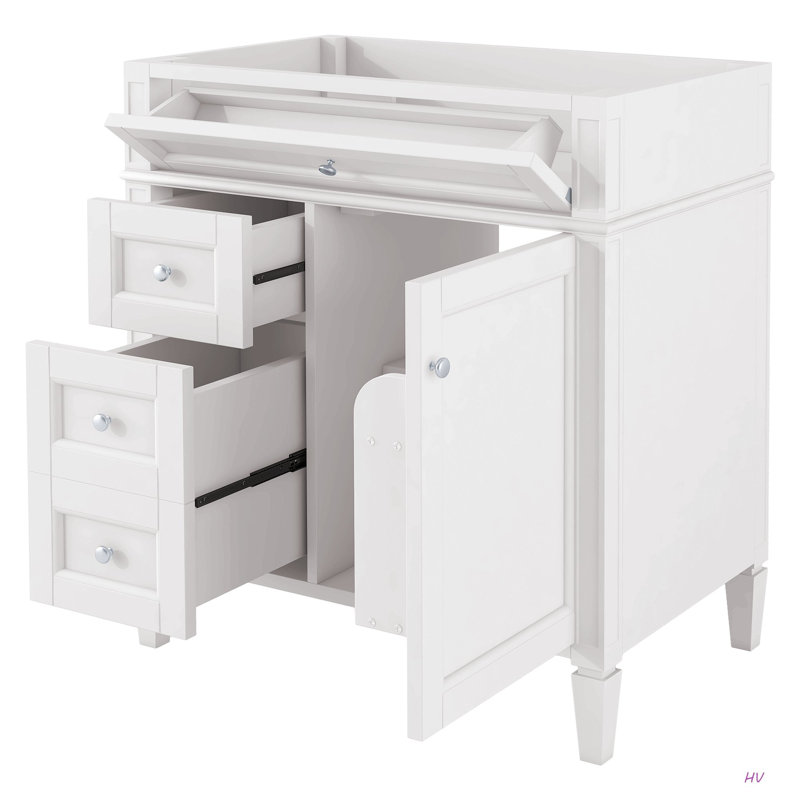 Meuble-lavabo de salle de bain de 30 po sans lavabo supérieur, armoire de rangement moderne avec 2 tiroirs et un tiroir rabattable (BASSIN INCLUS)