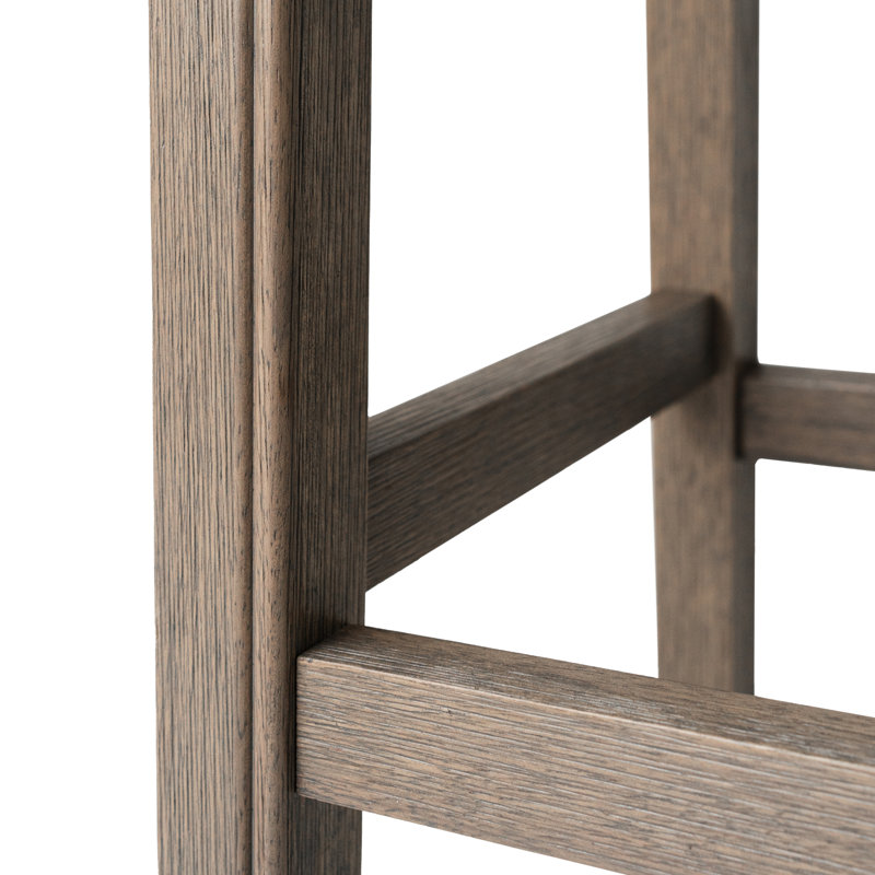Maven Lane Adrien Backless Saddle Kitchen Stool with Fabric Upholstery, Ash Grey Fabric / Reclaimed Oak