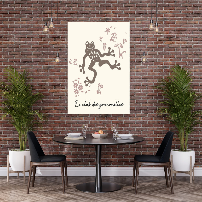 «Whimsical Frog Club Playful Whimsical Frog Nature Spring», reproduction d'art murale, 60" H x 40" W