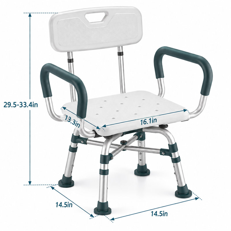 Shower Chair with Arms and Back, 400lbs