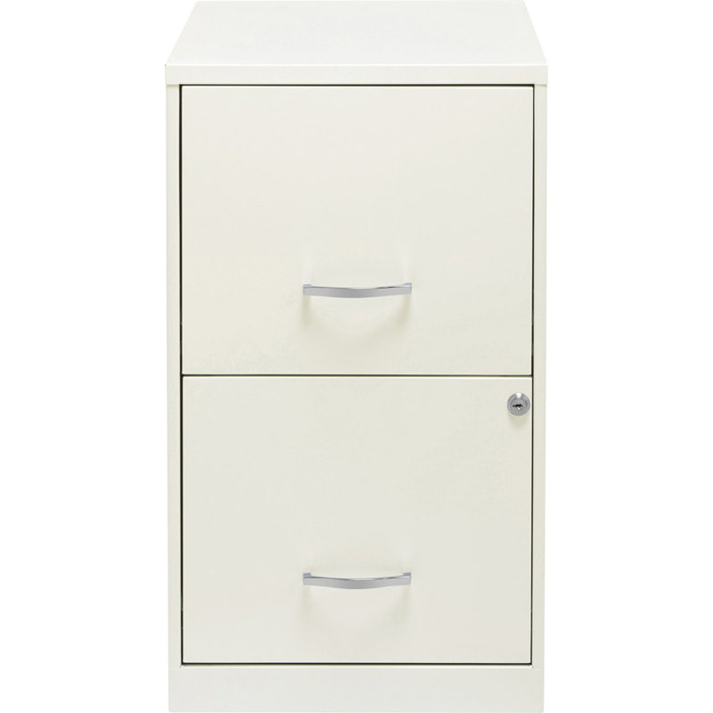 White 18" Lockable 2-Drawer Steel File Cabinet