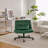 Green Velvet Criss Cross Armless Office Chair With Wheels - Versatile For Home Office, Meditation & Makeup