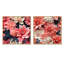 Corail Twilight - motif tropical - ensemble de 2 collages floraux carrés-251941788-251941785