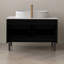 Meuble-lavabo de luxe 36 po, mural ou autoportant, lavabo monobloc en céramique et placage de polymère humidité