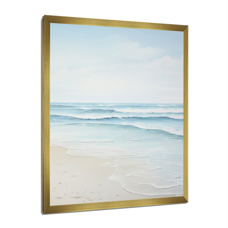 «Beach Photo Tranquil Waters I - Coastal Beach», art sur toile, H 32 po x l 24 po x P 1 po, Cadre doré simple