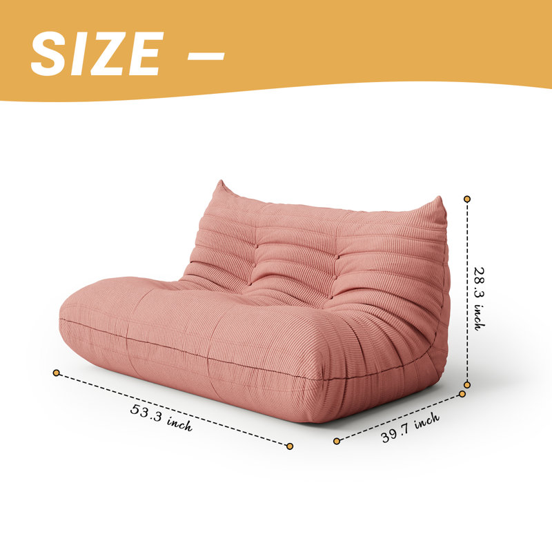 Fauteuil à billes Compression Fireside Chair, H 28,3 po x l 53,3 po x P 39,7 po, Velours côtelé rose
