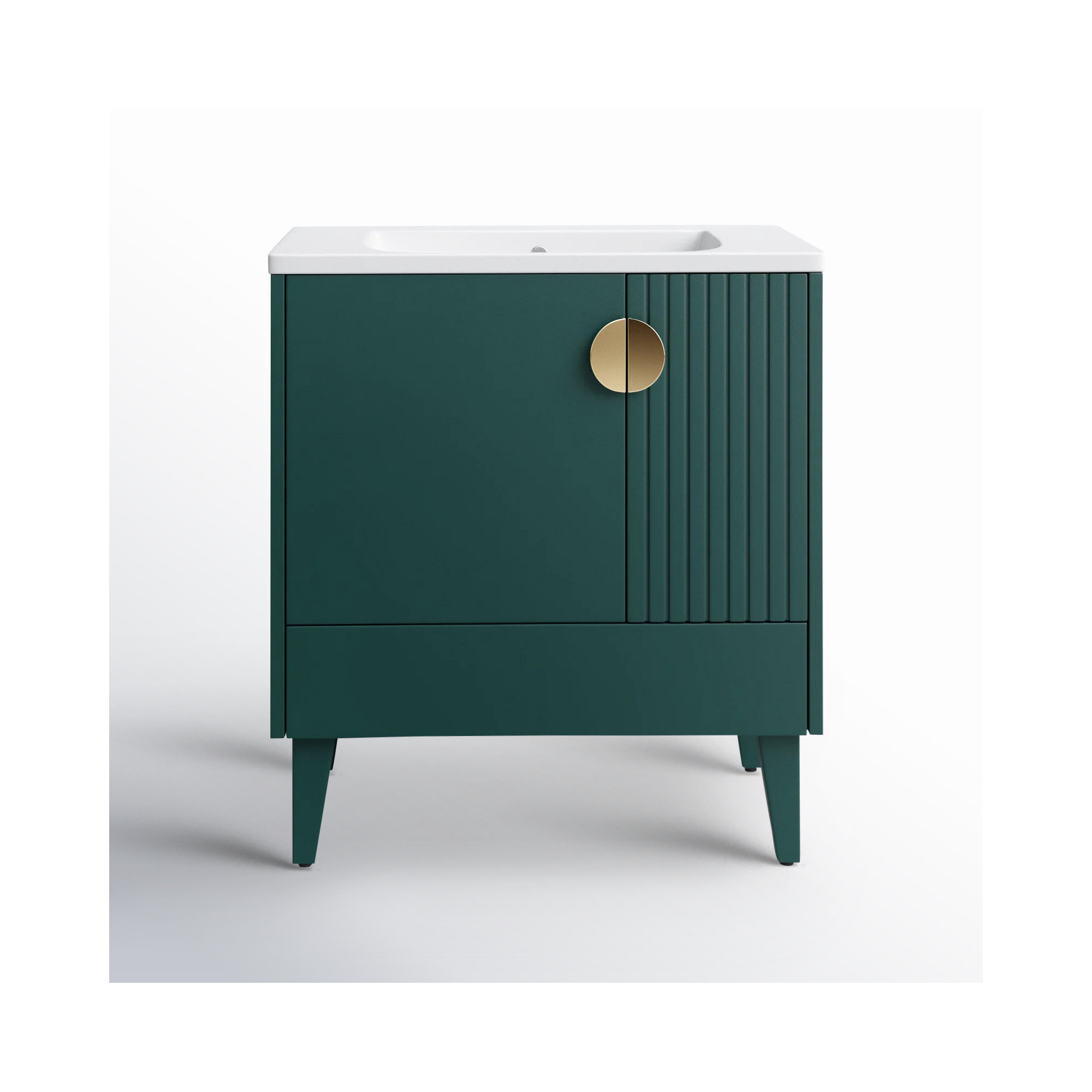 Saimah 30'' Single Bathroom Vanity, Green, Satin Brass