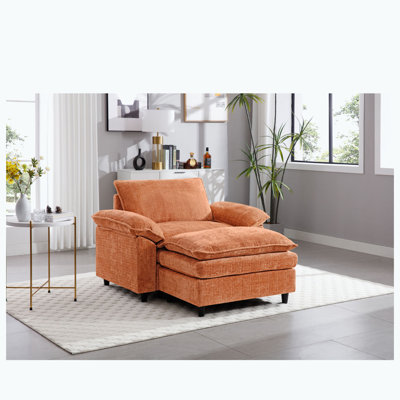 Fauteuil surdimensionné avec repose-pieds Chenille