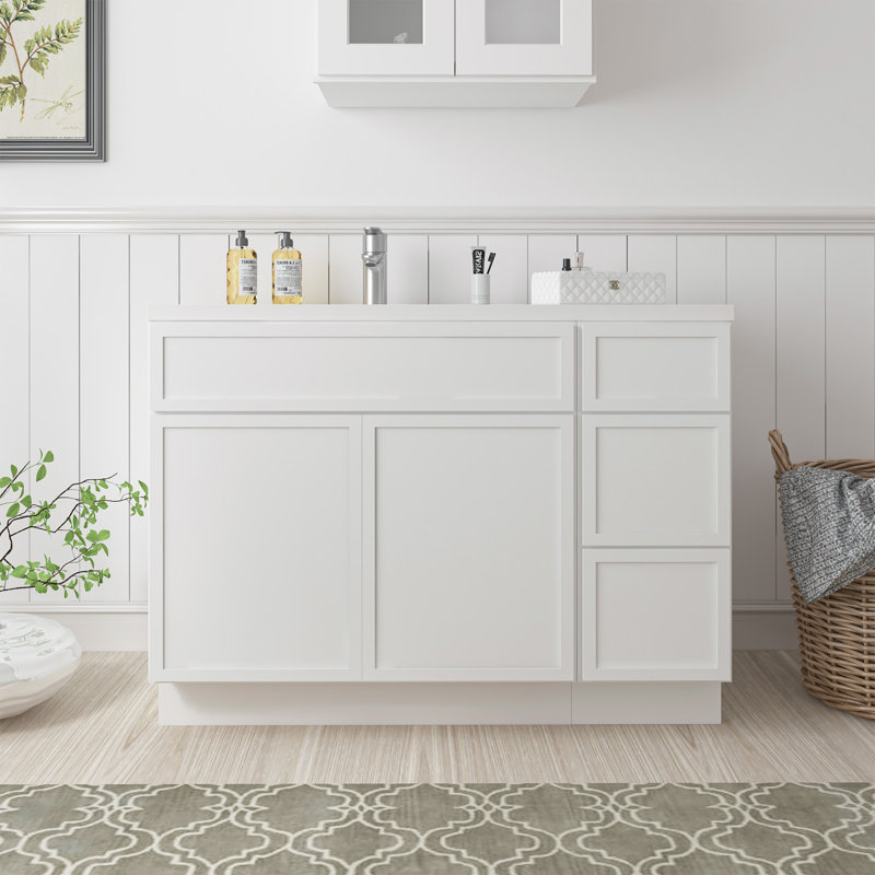 Base de meuble-lavabo simple 51 po seulement, Blanc
