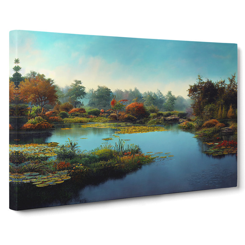 Traditional Water Lily Pond - Wrapped Canvas, 50cm H x 76cm W x 3cm D
