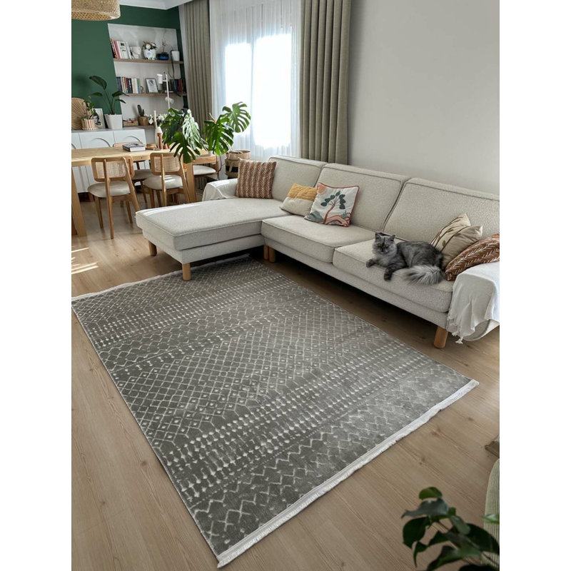 Tapis en coton Tilina avec envers antidérapant, Rectangle 5 pi 3 po x 6 pi 7 po