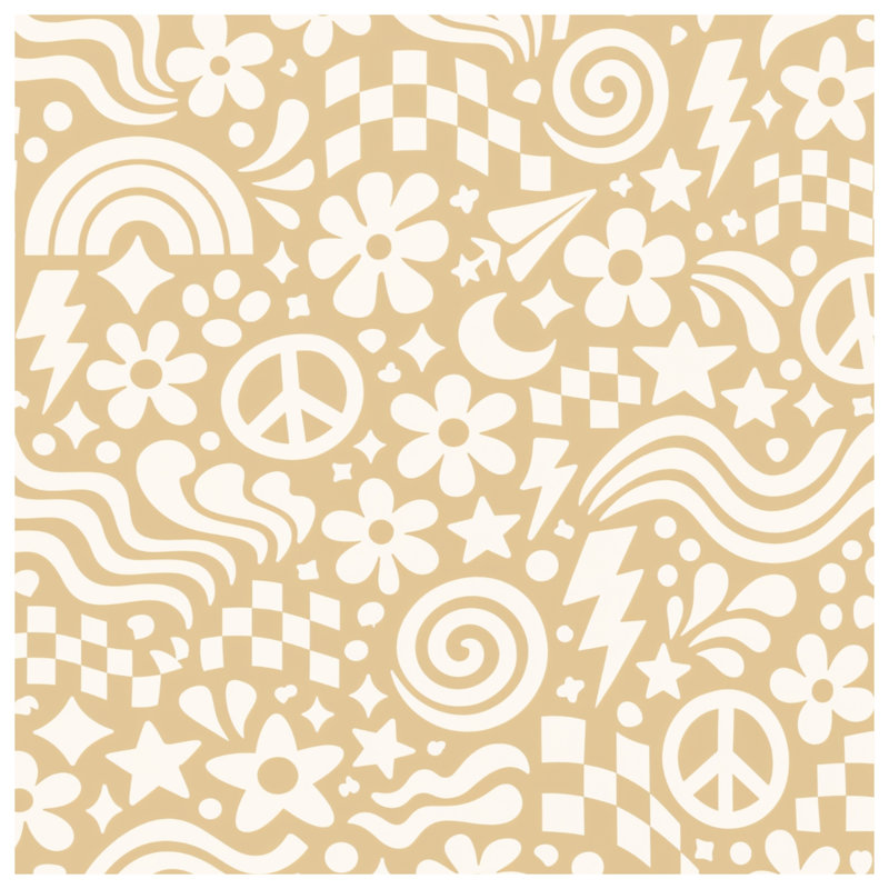 Rideaux de fenêtre Beige Retro Symbols, 50" x 92" - 1 Panel, Blockout