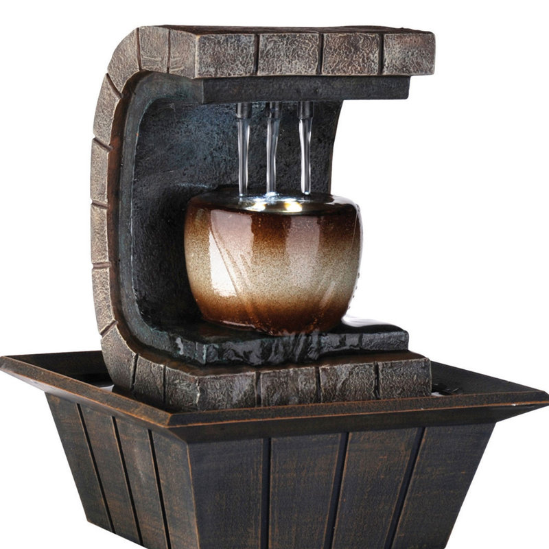 9.75" Tall Indoor Meditation Fountain With LED Light